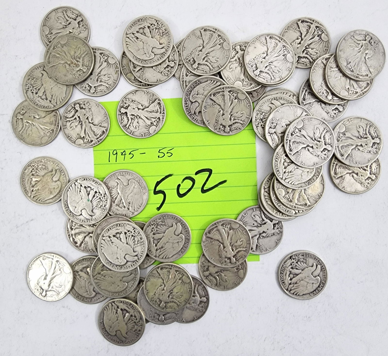 LOT OF (55) 1945 WALKING LIBERTY HALF DOLLARS (1 of 1)