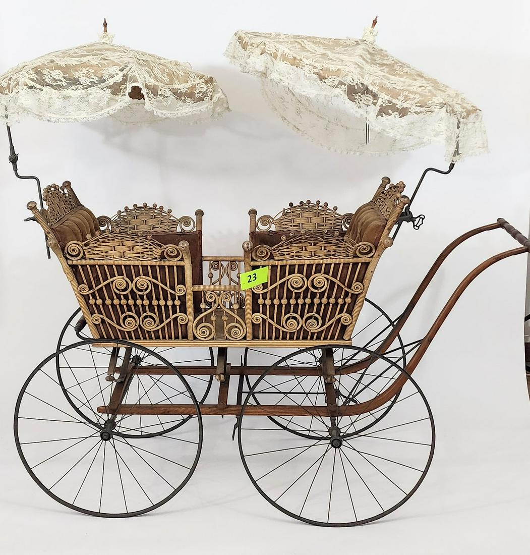 F.A. WHITNEY TWIN CARRIAGE WITH DOUBLE PARASOLS (1 of 9)