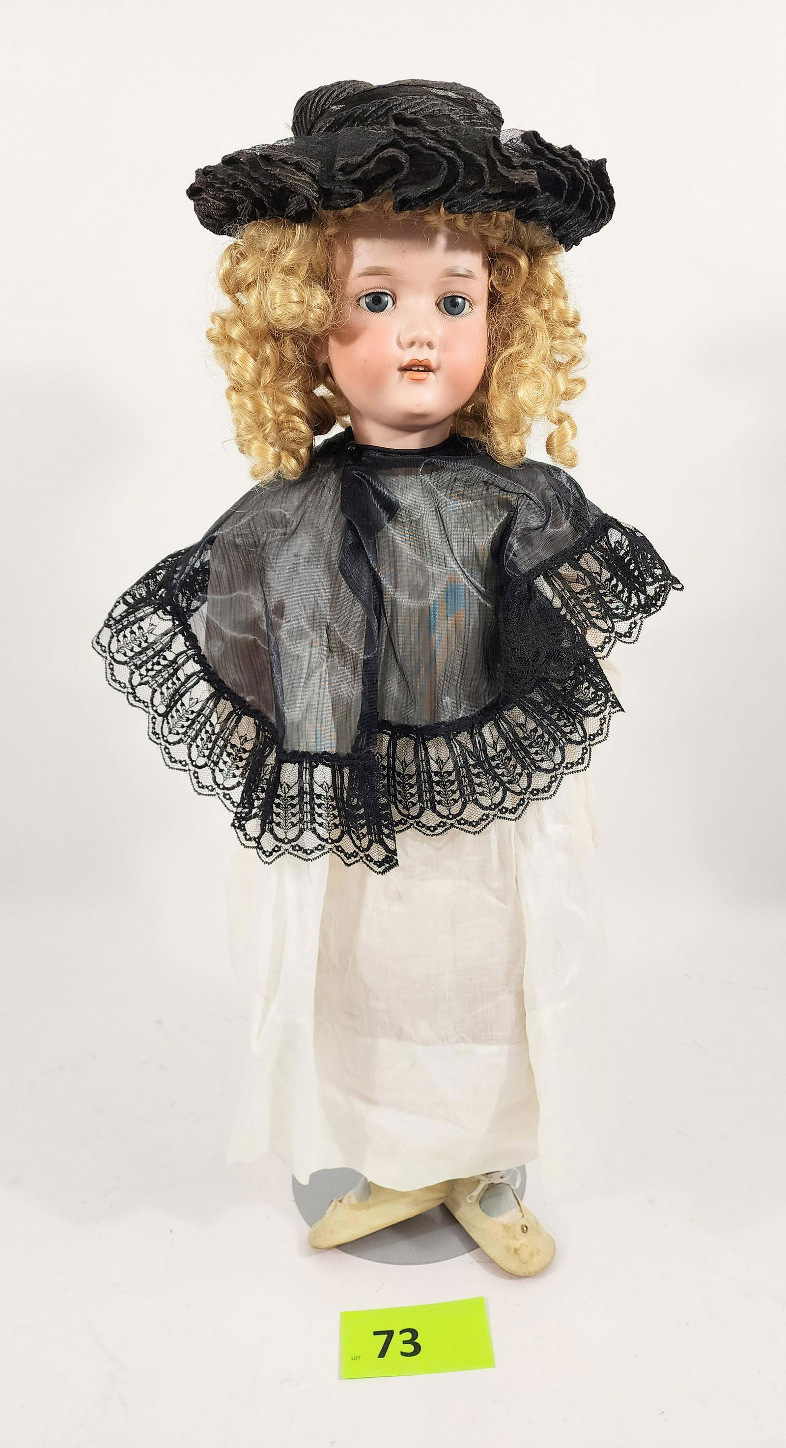 30" ARMAND MARSEILLE DOLL: Bisque head, composition body, open mouth with teeth, blonde curly wig. 30" high.