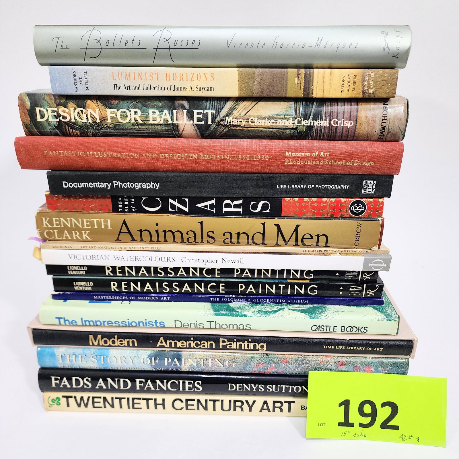COLLECTION OF ART HISTORY BOOKS: Garcia-Marquez, The Ballets Russes; Manthorne and Mitchell, Luminist Horizons: The Art and Collection of James A. Snydam; Clarke and Crisp, Design For Ballet; Fantastic Illustration and Design in Brit