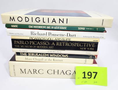 COLLECTION OF 20TH CENTURY & MODERN ART HISTORY BOOKS: Modigliani; The Decorative Art of Leon Bakst; Hobbs and Kuebler, Richard Pousette-Dart; Picasso, Vollard Suite; Pablo Picasso: A Retrospective, The Museum of Modern Art; Cogniat, Chagall; The Jerusale