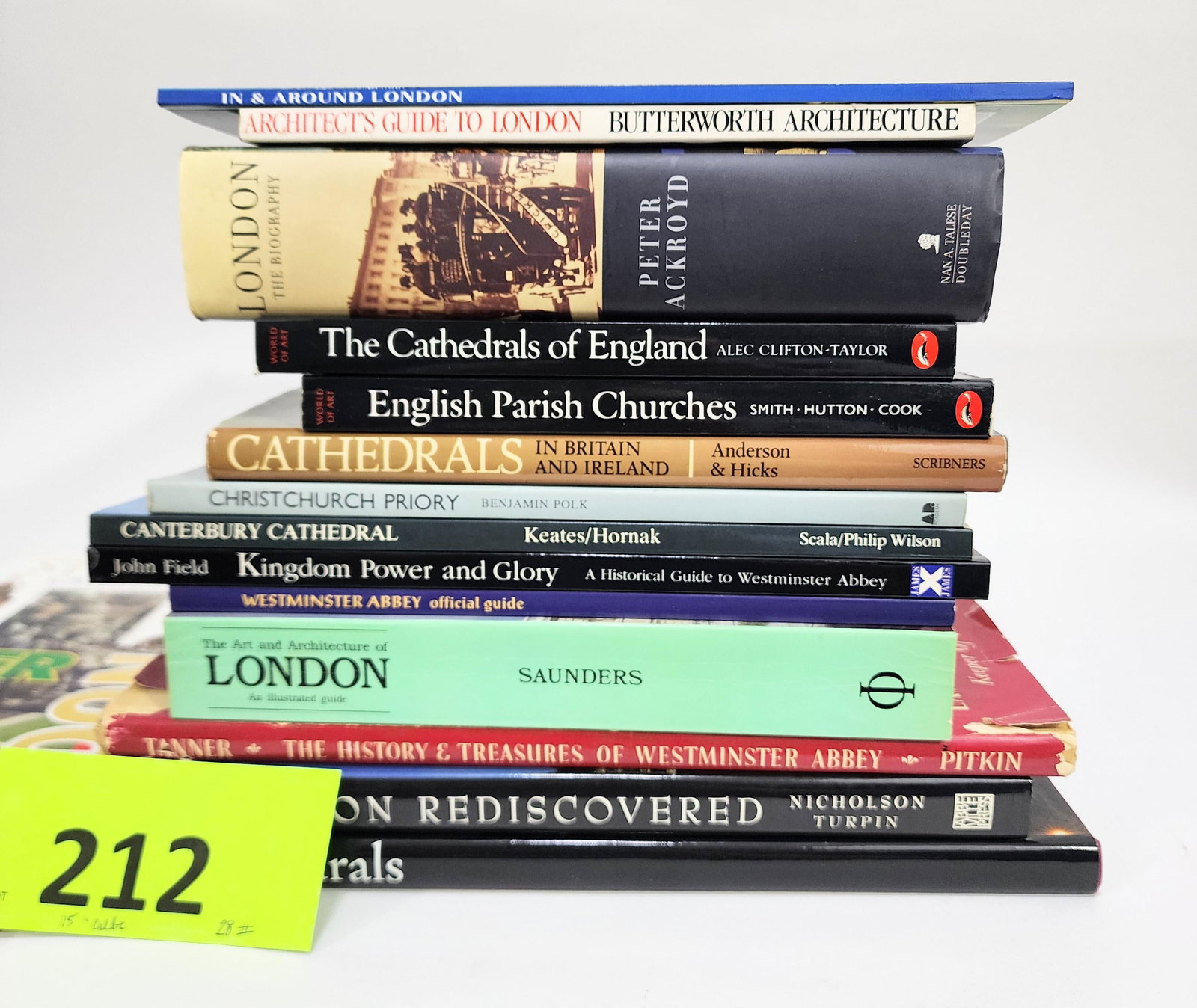 GROUP OF BOOKS ON CATHEDRAL & LONDON ARCHITECTURE: In & Around London; Butterworth Architecture, Architect's Guide to London; Ackroyd, London: The Biography; Clifton-Taylor, The Cathedrals of England; Smith, Hutton, and Cook, English Parish Churches; 