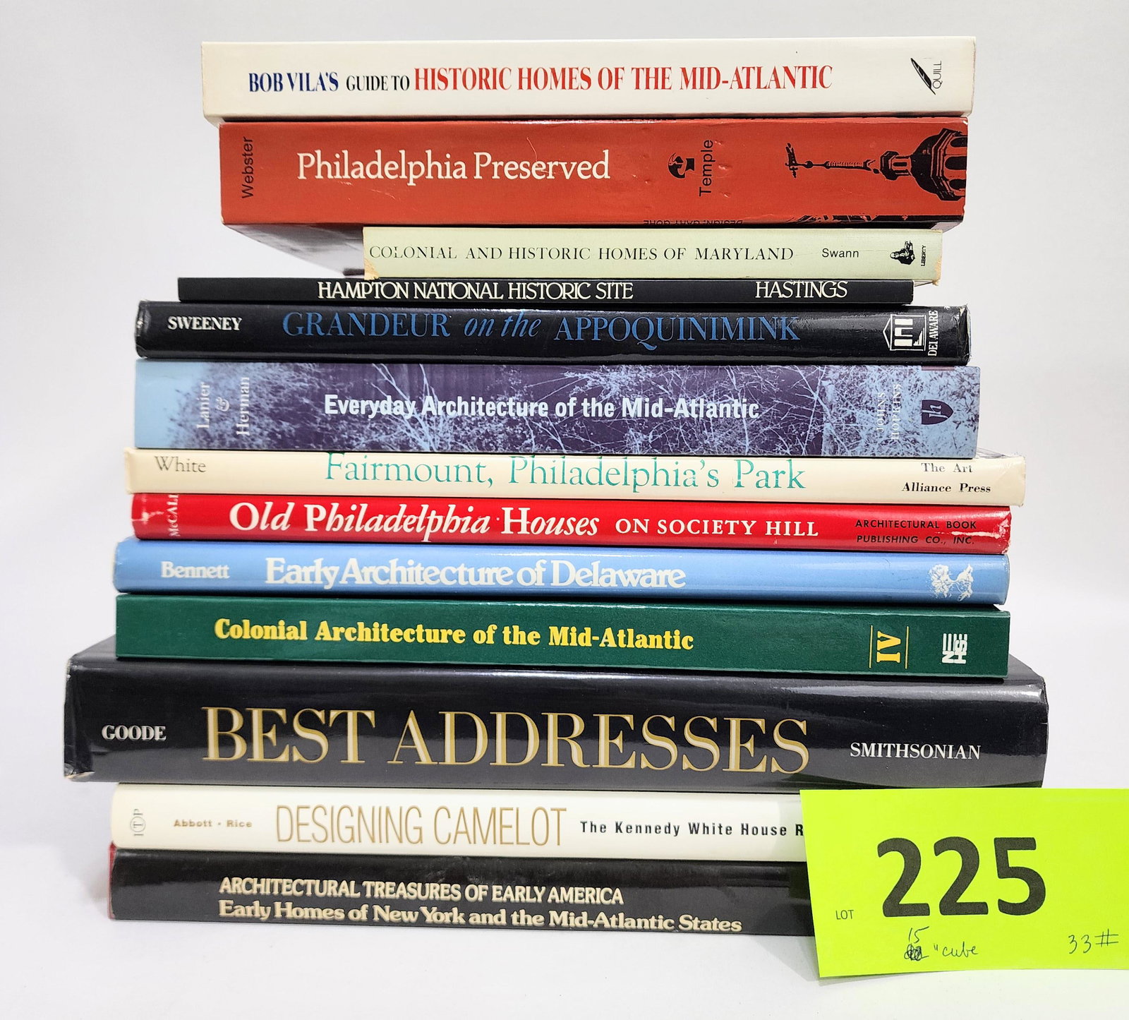 GROUP OF BOOKS ON MID-ATLANTIC ARCHITECTURE: Bob Vila's Guide to Historic Homes of the Mid-Atlantic; Webster, Philadelphia Preserved; Colonial and Historic Homes of Maryland; Hampton National Historic Site; Sweeney, Grandeur on the Appoquinimink