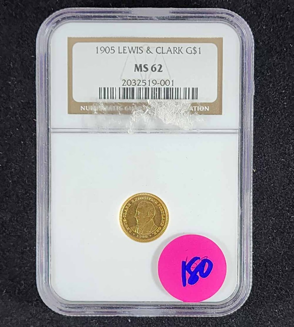 1905 LEWIS & CLARK EXPOSITION $1 GOLD COIN MS62 NGC (1 of 2)