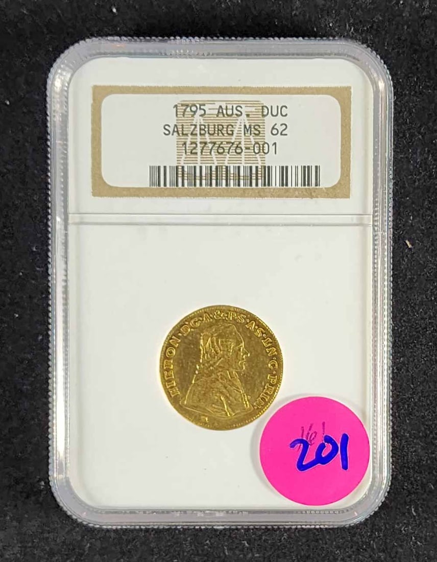 1795 SALZBURG HIERONYMUS GOLD DUCAT MS62 NGC (1 of 2)