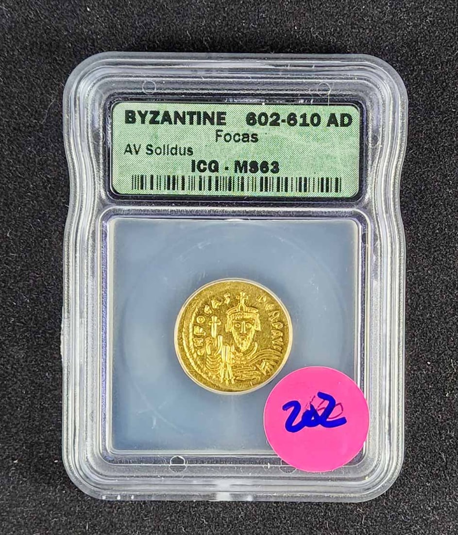 602-610 AD BYZANTINE AV GOLD SOLIDUS MS63 ICG (1 of 2)