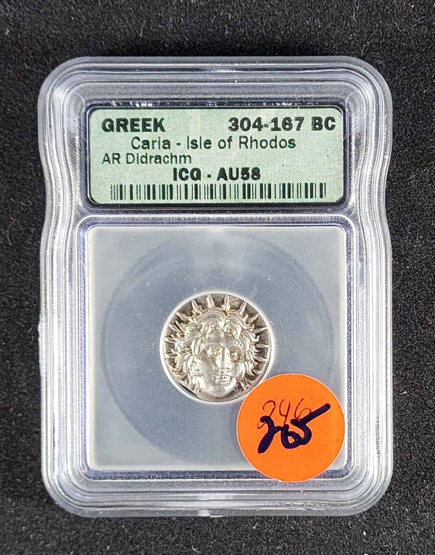 304-167 BC GREEK SILVER DIDRACHM AU58 ICG: 304-167 BC GREEK SILVER DIDRACHM AU58 ICG