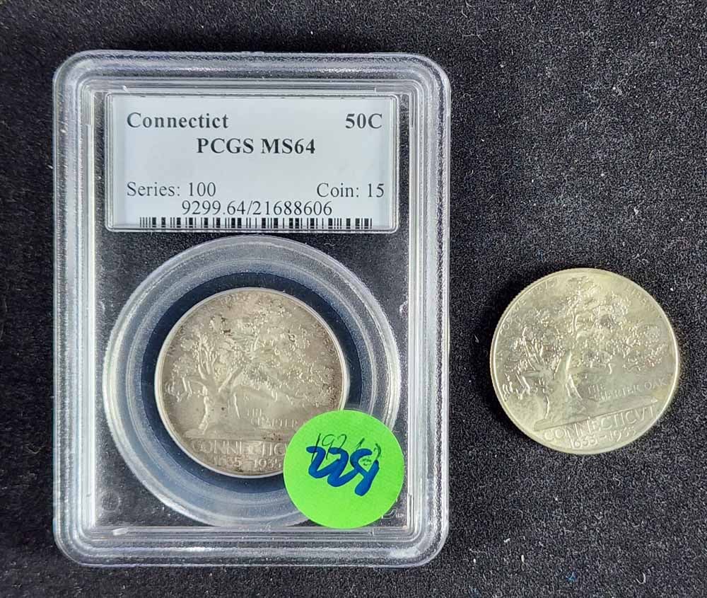 TWO 1935 CONNECTICUT COMMEMORATIVE HALF DOLLARS (1 of 4)
