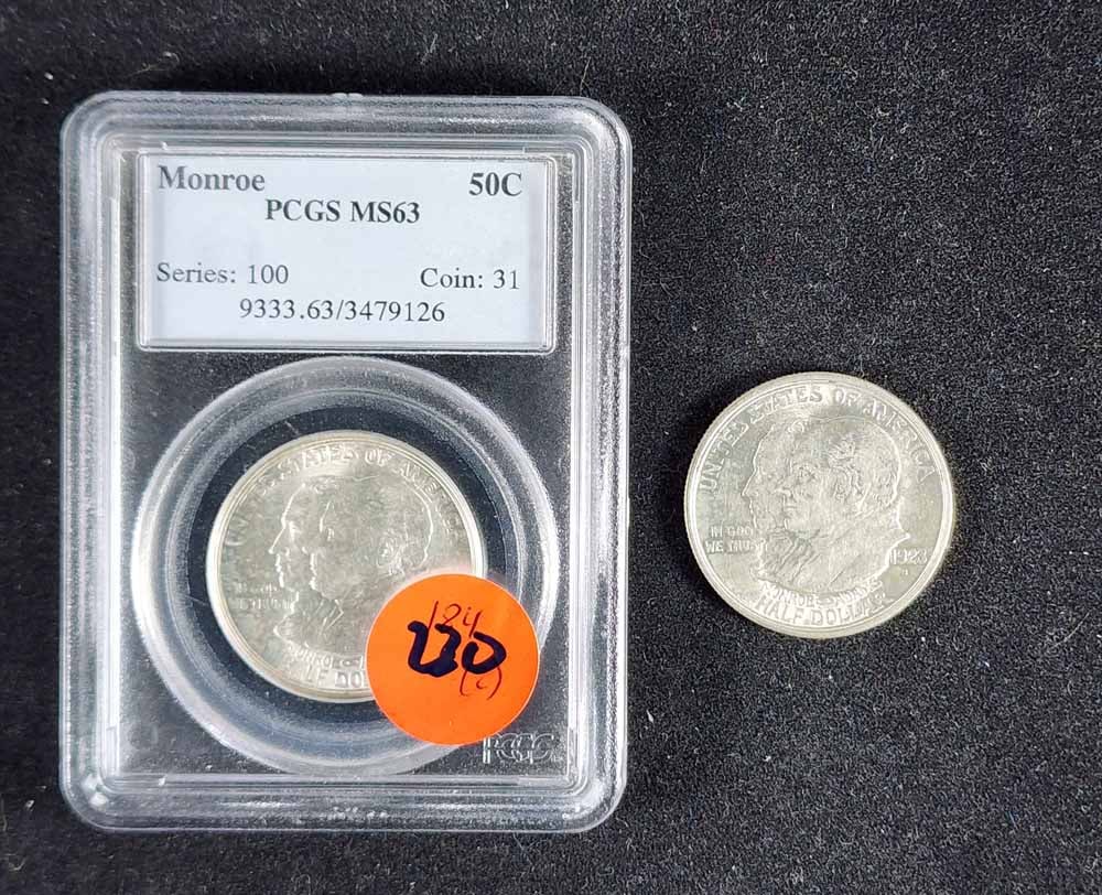 TWO MONROE DOCTRINE CENTENNIAL COMMEMORATIVE HALF DOLLARS (1 of 4)