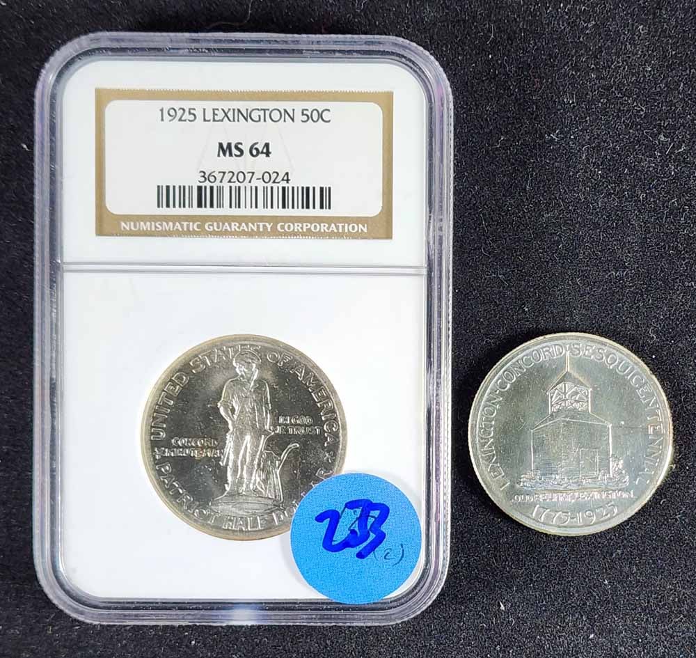 TWO 1925 LEXINGTON CONCORD SESQUICENTENNIAL COMMEMORATIVE HALF DOLLARS (1 of 4)