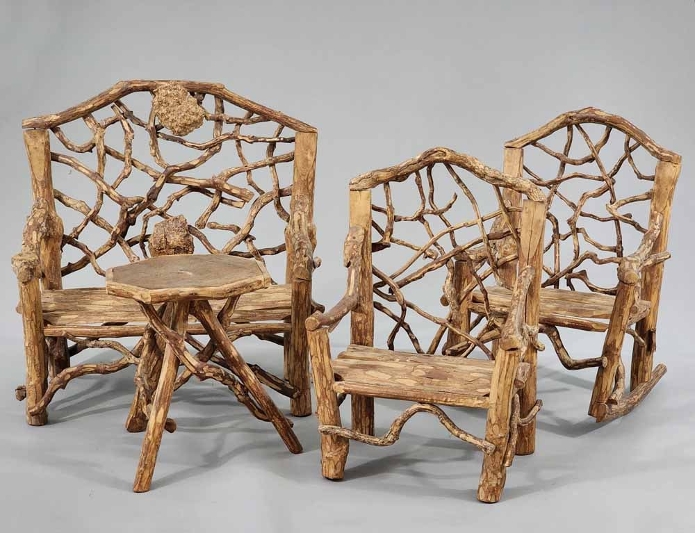 SUITE OF MINIATURE TWIG AND BURL FURNITURE (1 of 3)