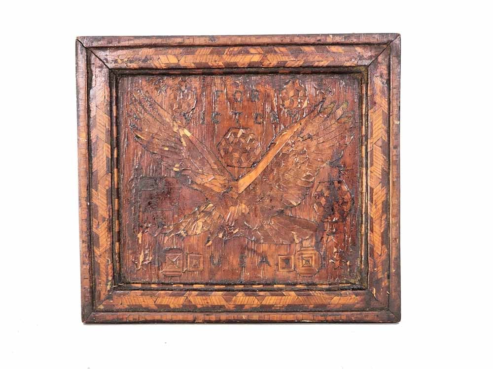 WWII PARQUETRY EAGLE PLAQUE (1 of 3)