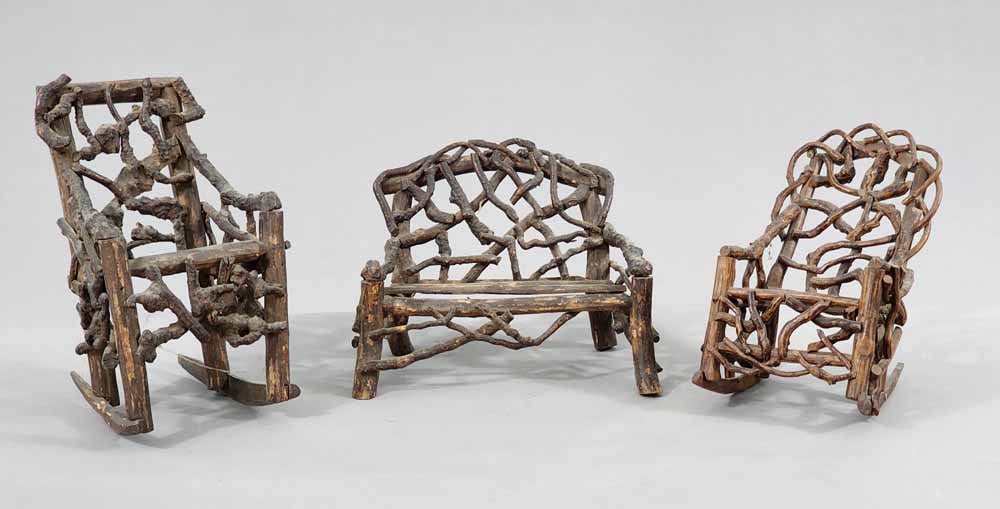 SUITE OF MINIATURE TWIG AND ROOT FURNITURE (1 of 4)