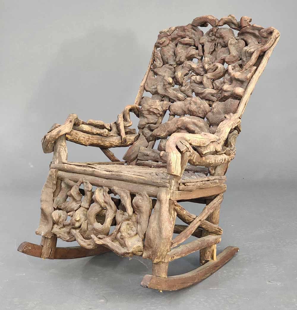 RUSTIC OR ADIRONDACK ROOT ROCKING CHAIR (1 of 4)
