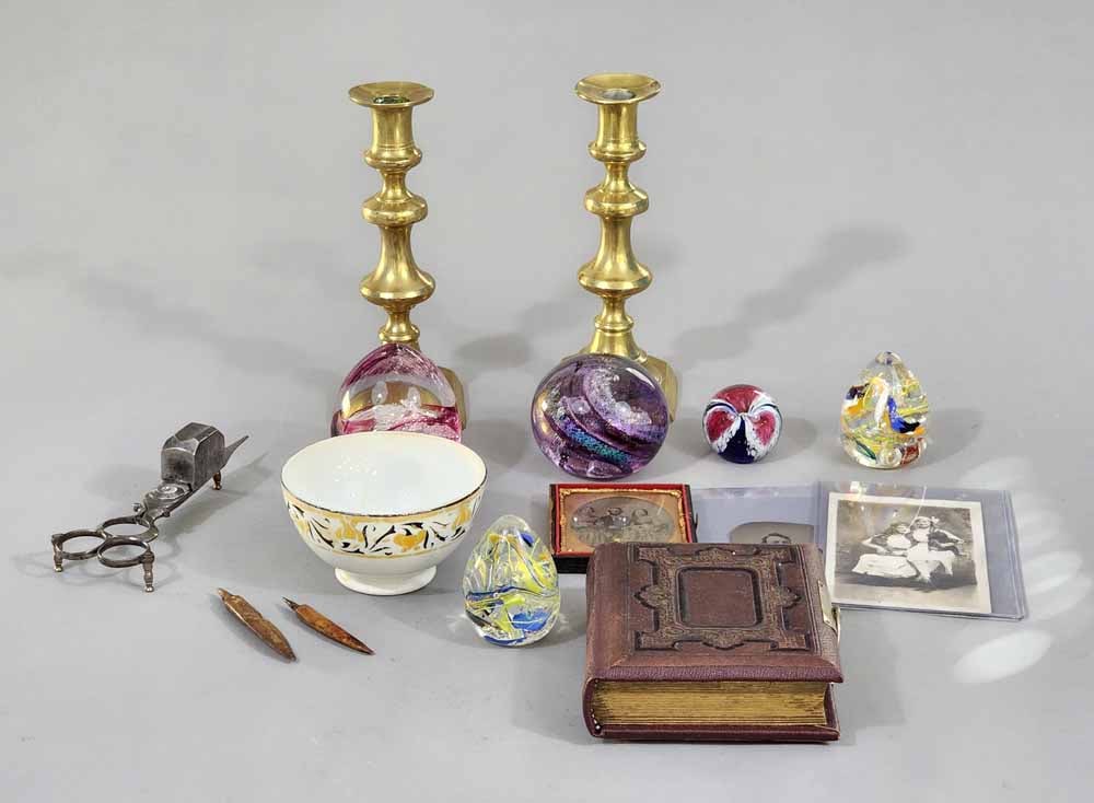 PAPERWEIGHTS, CANDLESTICKS, AND EARLY PHOTOGRAPHS (1 of 5)