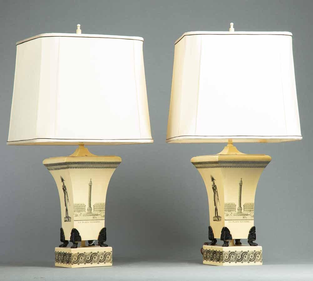 PAIR OF TOLE TABLE LAMPS (1 of 4)