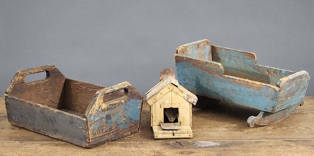 DOLL CRADLE, CARRIER, AND A BIRD TRAP (1 of 4)