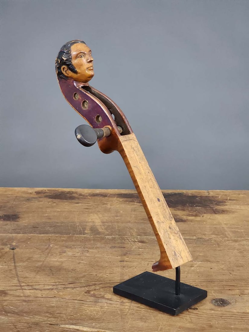FOLKSY CARVED VIOLIN HEAD (1 of 5)