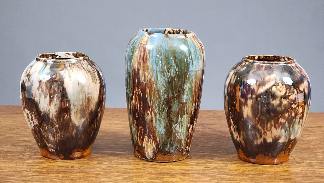 3 PIECES OF BRUSH MCCOY ONYX POTTERY (1 of 5)