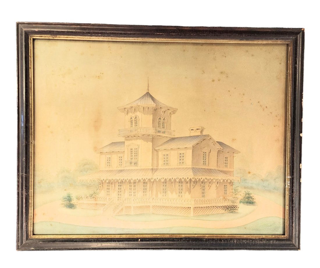 PAIR OF PORTRAITS OF AN ITALIANATE HOME (AMERICAN, LATE 19TH CENTURY) (1 of 6)