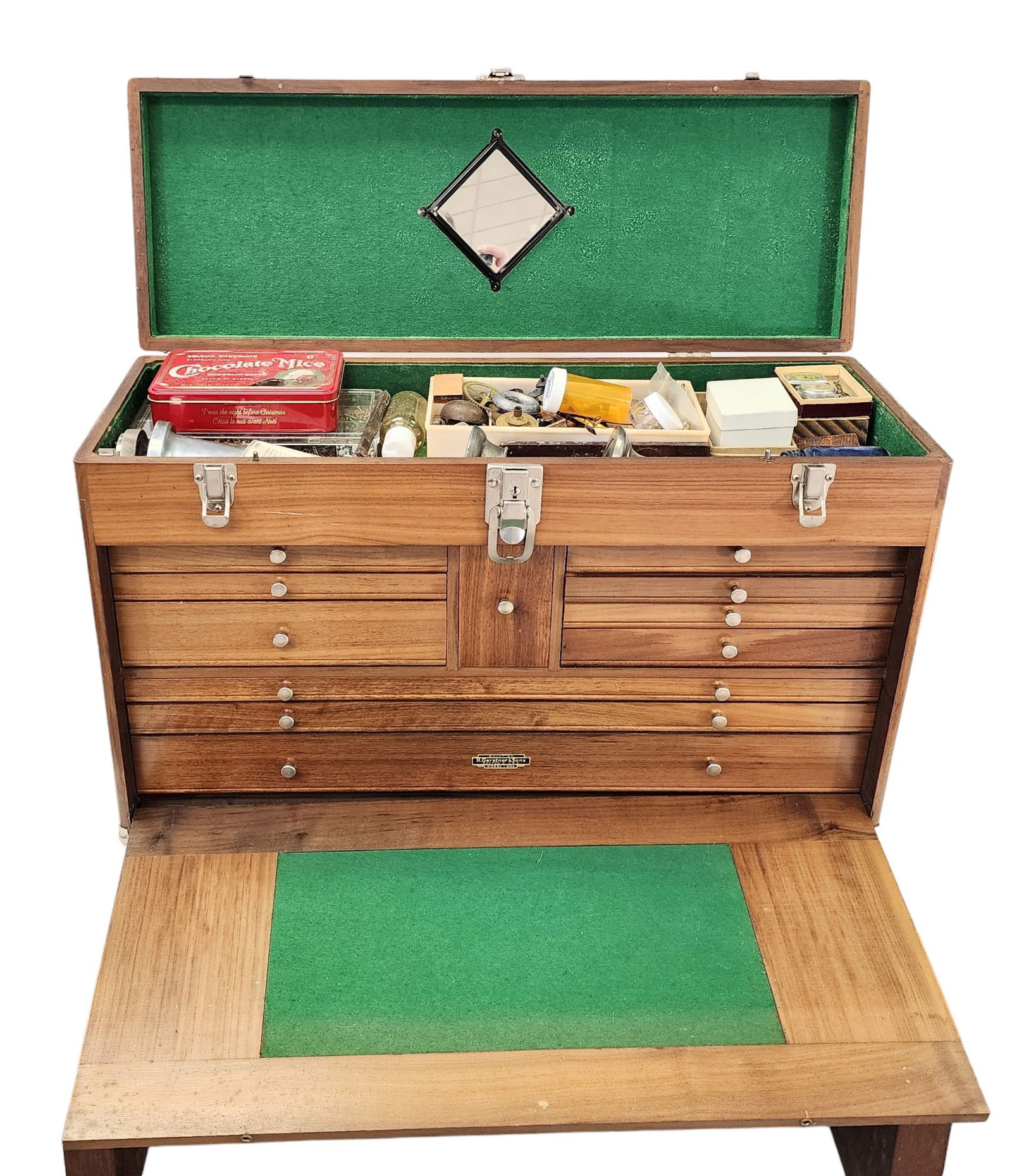 CHEST FULL OF CLOCK TOOLS AND PARTS (1 of 12)