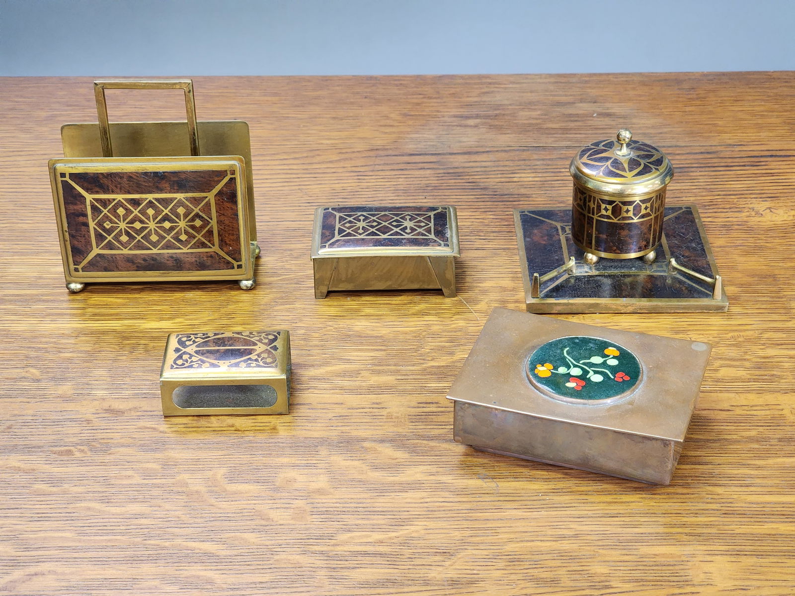 ARTS AND CRAFTS DESK SET AND CIGARETTE BOX (1 of 7)