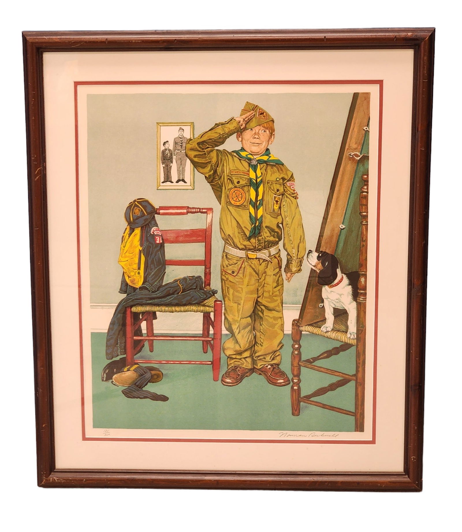 "CAN'T WAIT" SIGNED PRINT BY NORMAN ROCKWELL (AMERICAN, 1894-1978) (1 of 1)