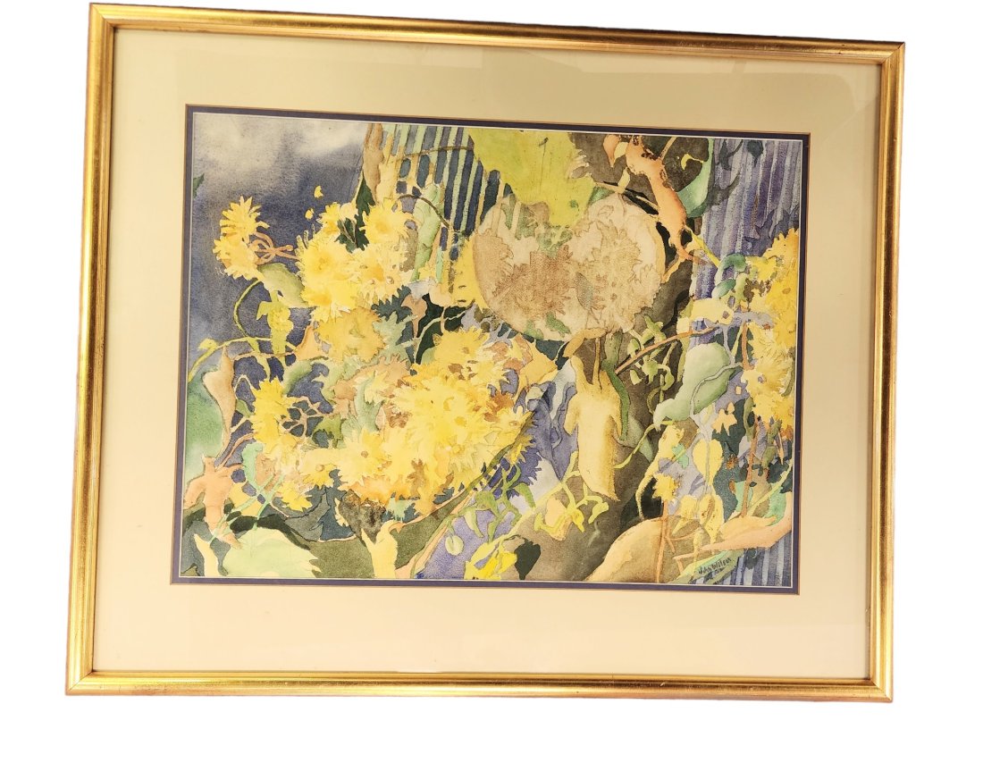 FLOWERS BY JOHN G. WILSON (MINNESOTA, 1943-2018): Watercolor on paper, signed lower right. Matted and framed. 24" high, 29" wide (overall).