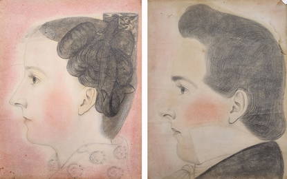 PORTRAITS OF AN OHIO COUPLE BY FRANCIS SALLAS (OHIO, ACT. C. 1830)