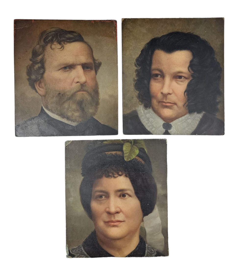 THREE PORTRAIT STUDIES BY SILAS MARTIN (OHIO, 1841-1906) (1 of 7)