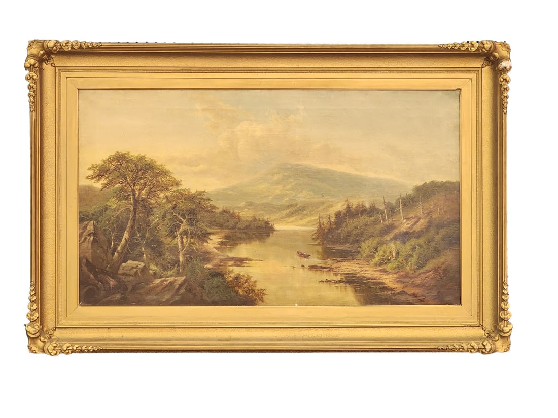 RIVER LANDSCAPE BY SAMUEL P. DYKE (PENNSYLVANIA, 1853-1870) (1 of 7)