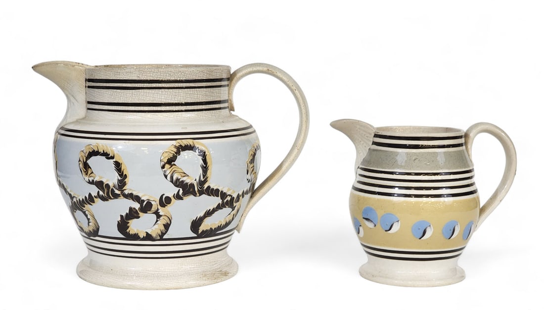 TWO MOCHA OR DIPPED WARE PITCHERS (1 of 7)