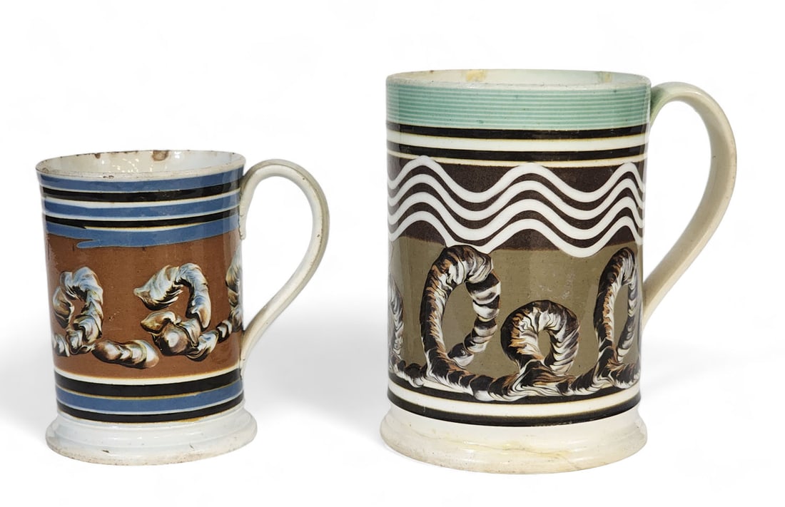 TWO MOCHA OR DIPPED WARE MUGS (1 of 6)
