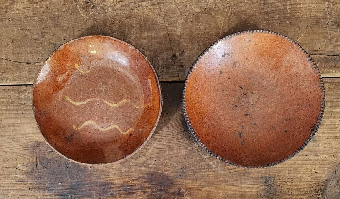 TWO REDWARE PLATES (1 of 4)