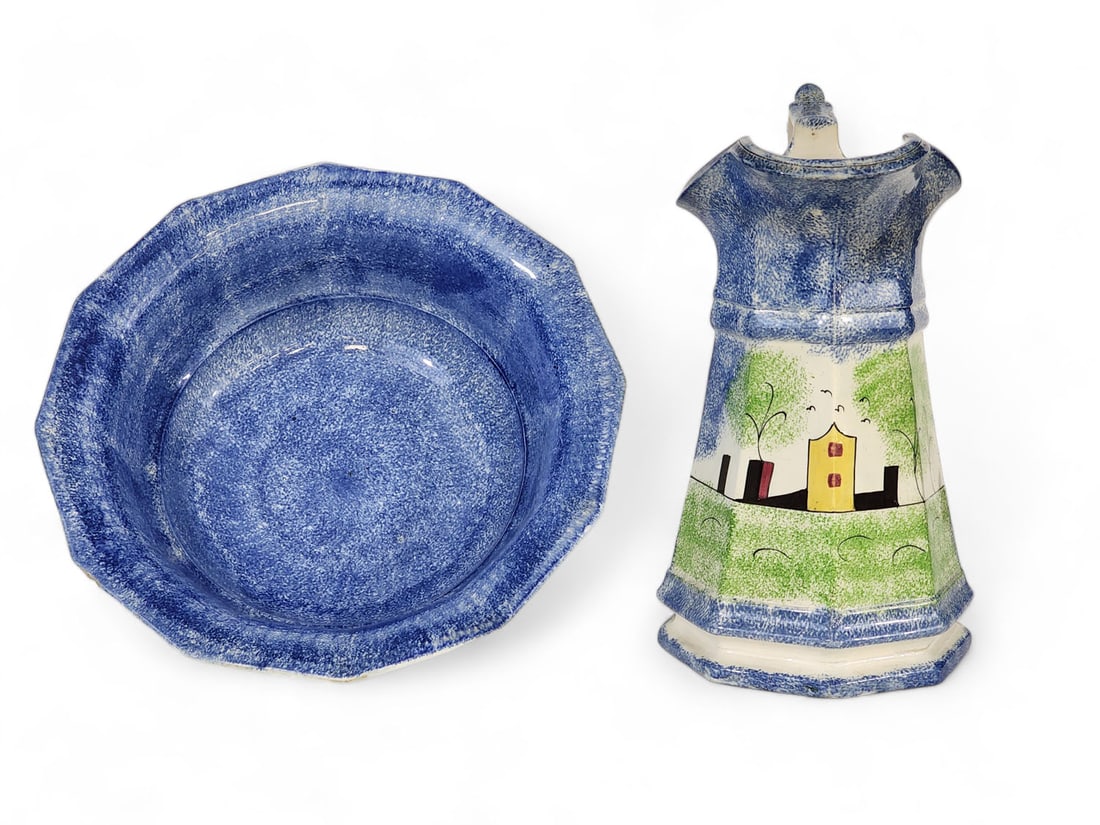 ASSEMBLED SPATTERWARE PITCHER AND BASIN (1 of 7)