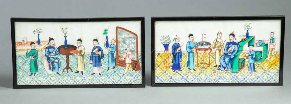 PAIR OF CHINESE PITH PAINTINGS (1 of 4)