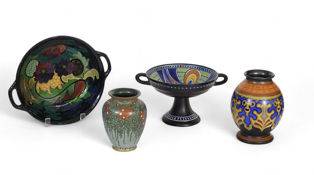 FOUR PIECES GOUDA POTTERY. (1 of 9)