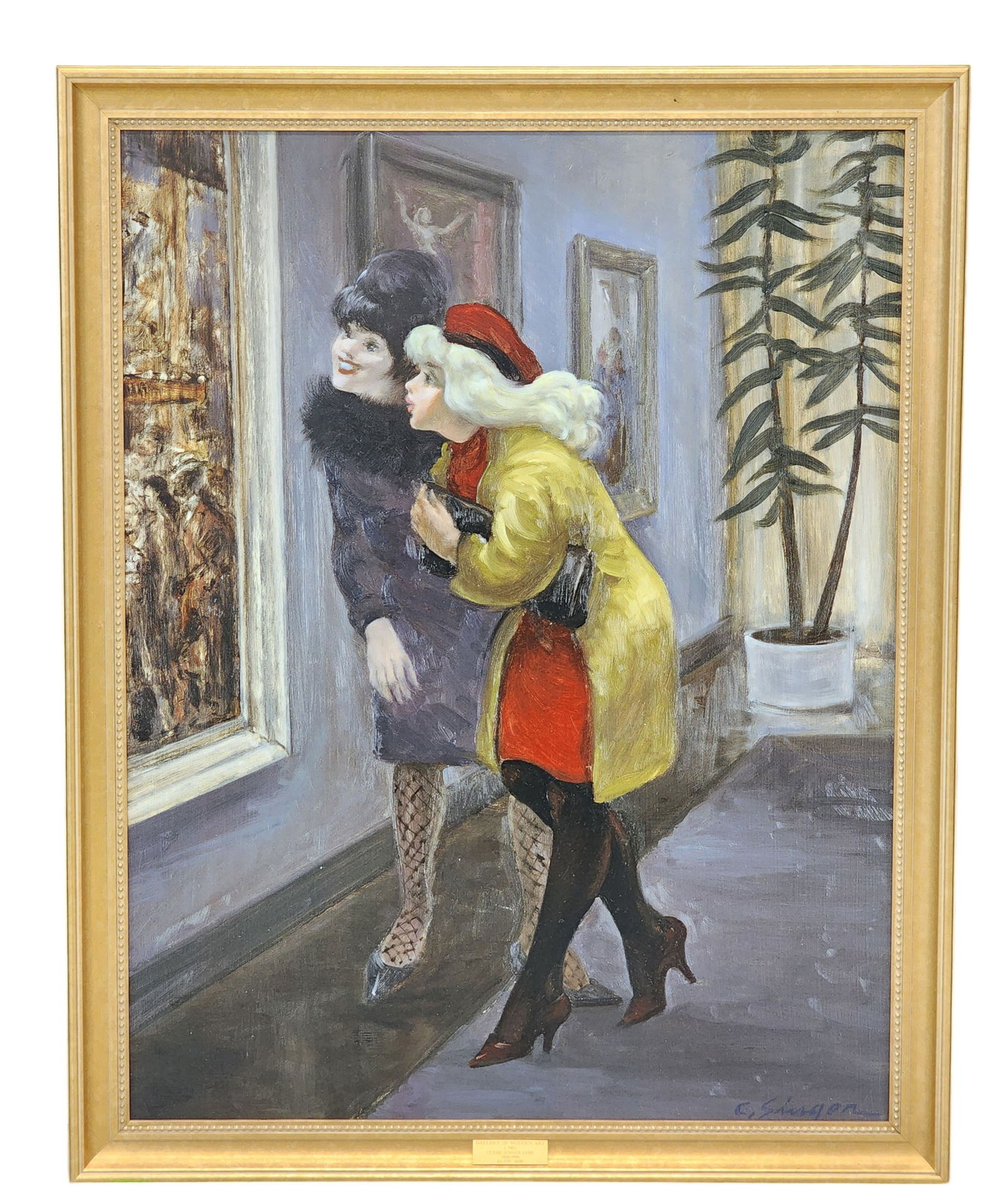 CLYDE SINGER (OHIO, 1908-1999) PRINT: MUSEUM OF MODERN ART: Giclee, after the original oil. According to the brass plaque, it's from an edition of 750. Framed, 44.5" high, 35.5" wide.