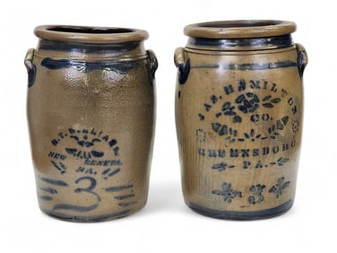 TWO 3-GALLON STONEWARE JARS
