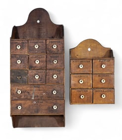 TWO HANGING SPICE CHESTS