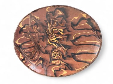 SLIP-DECORATED REDWARE LOAF DISH