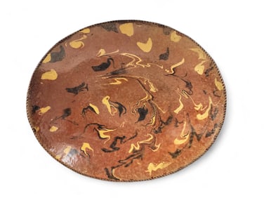SLIP-DECORATED REDWARE LOAF DISH