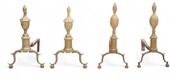 TWO PAIRS OF ANDIRONS