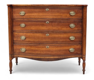 SHERATON BOW-FRONT CHEST OF DRAWERS