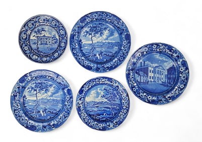 FIVE STAFFORDSHIRE PLATES OF PHILADELPHIA INTEREST