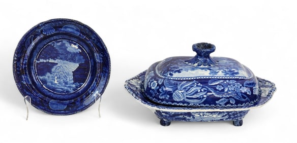 TWO PIECES OF STAFFORDSHIRE TRANSFER