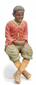 CARVED AND PAINTED AFRICAN AMERICAN BOY FIGURE