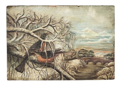 WINTER LANDSCAPE WITH BIRD
