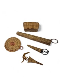 FIVE MINIATURE BASKETS