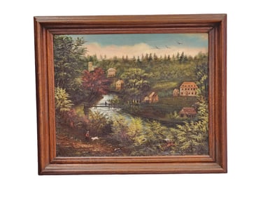 WOODLAND LANDSCAPE WITH VILLAGE